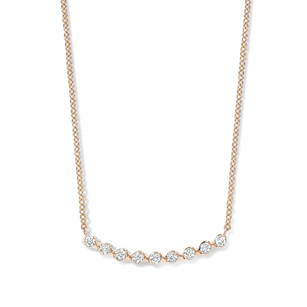 collier ischia basics barrette arrondie, diamants, or rose