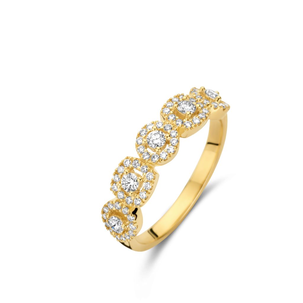 bague salina poires, carrés et ronds, diamants, or jaune, t 54