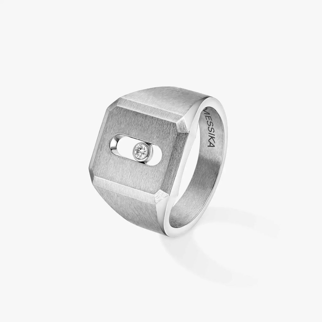 chevalière move, diamant, titanium naturel, t 64