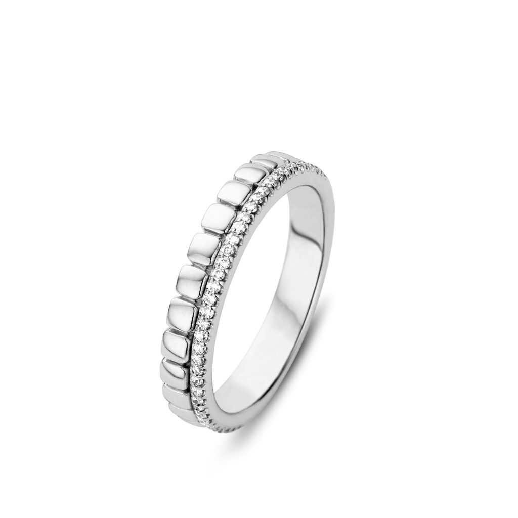 bague ischia 2 motifs, 39 diamants, or blanc, t 54