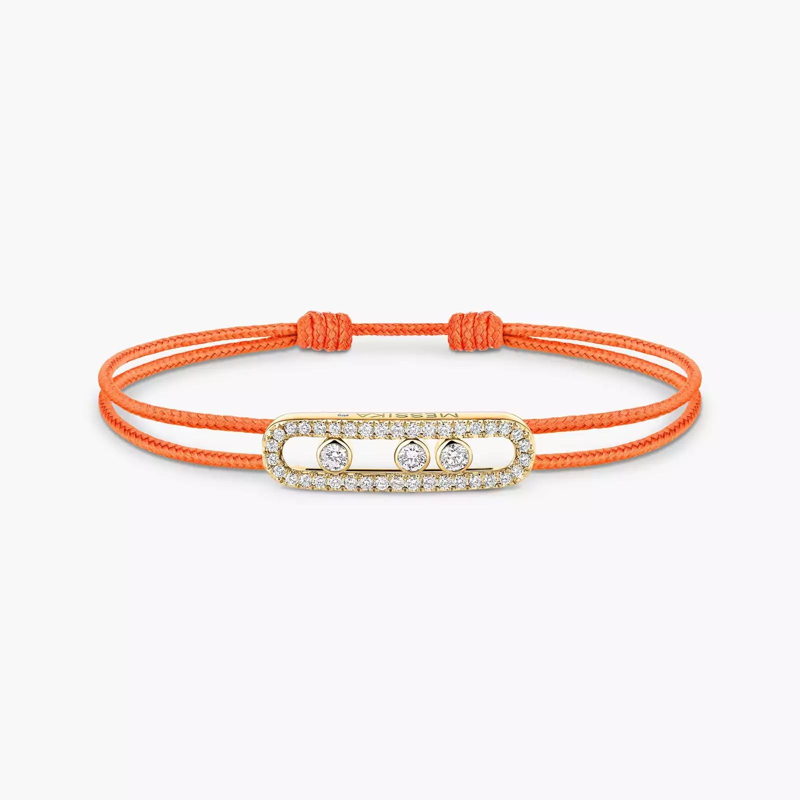 bracelet care(s) pavé cordon orange, or jaune