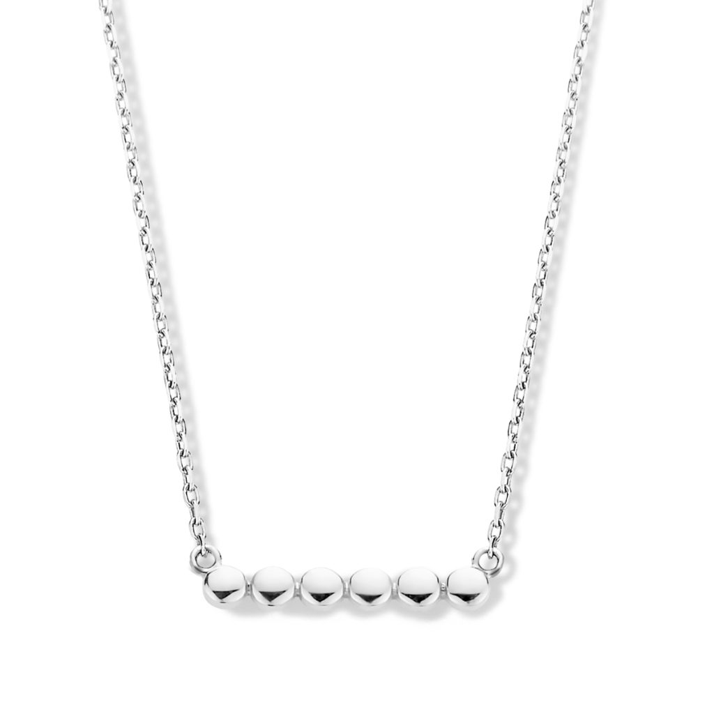 collier ischia mini barrette boules, or blanc