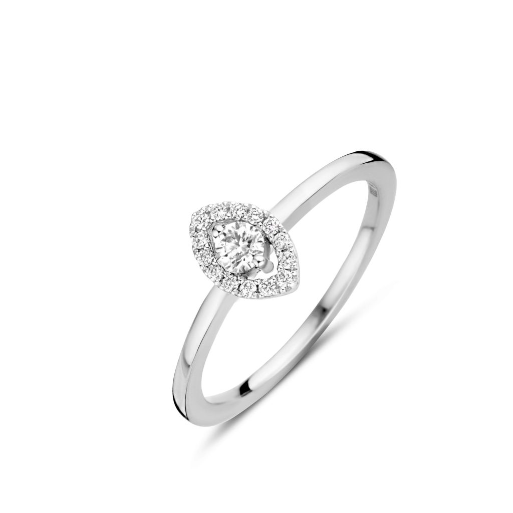 bague salina navette, diamants, or blanc, t 54
