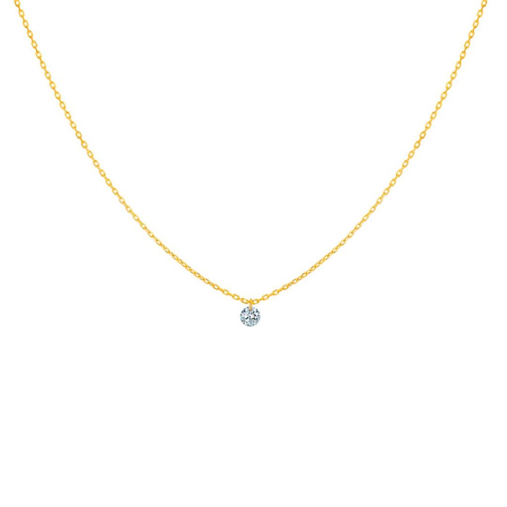 collier 360° 0.20ct diamant solitaire, or jaune