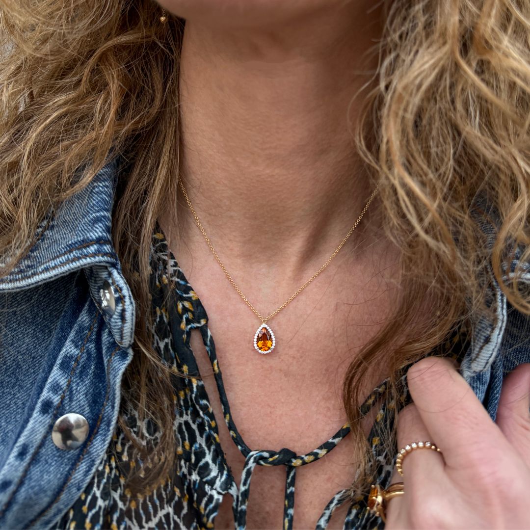collier etna citrine orange, diamants, or jaune