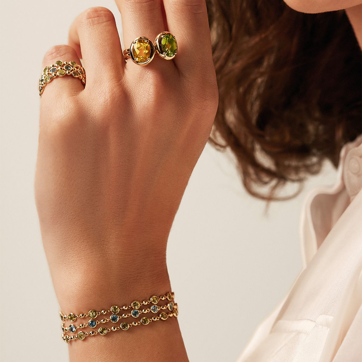 bracelet eolo péridot, or jaune