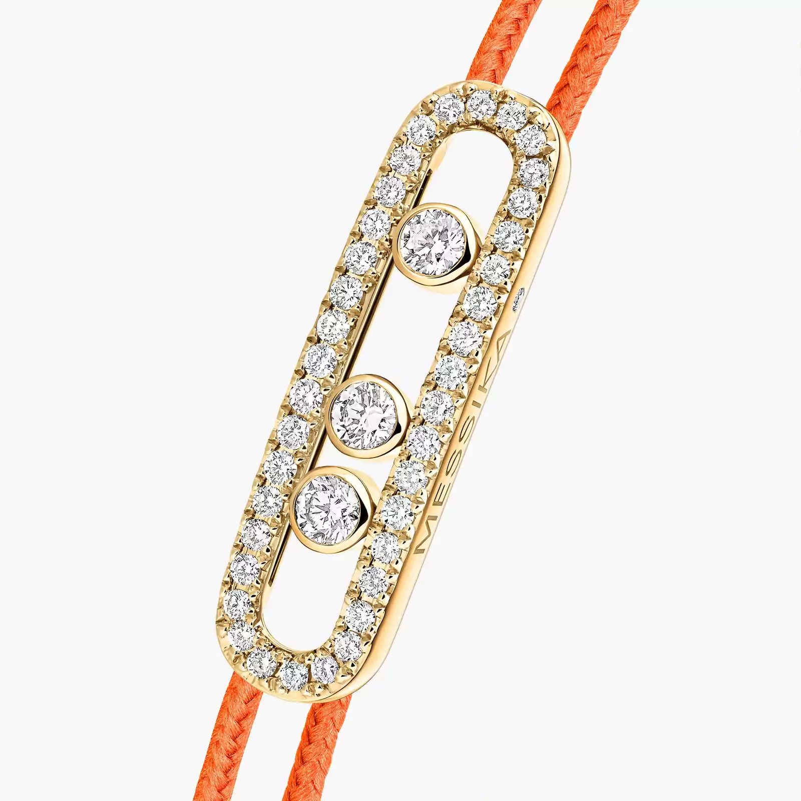 bracelet care(s) pavé cordon orange, or jaune