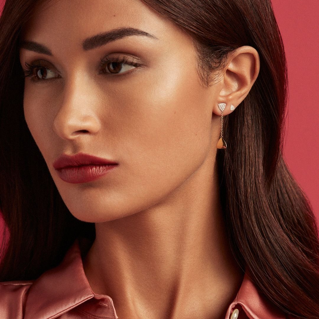 puces d'oreilles eolo diamants, or rose