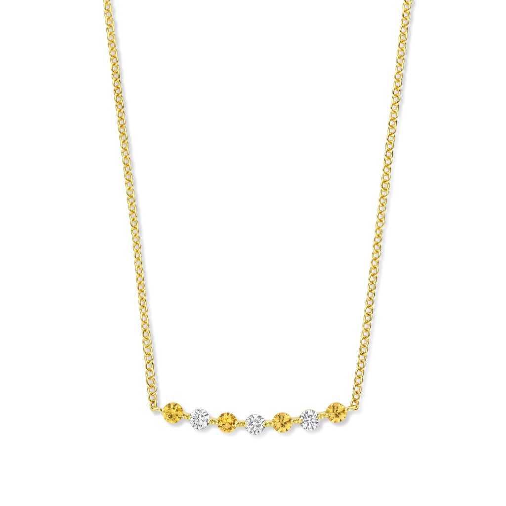 collier ischia basics saphir jaune et diamants, or jaune