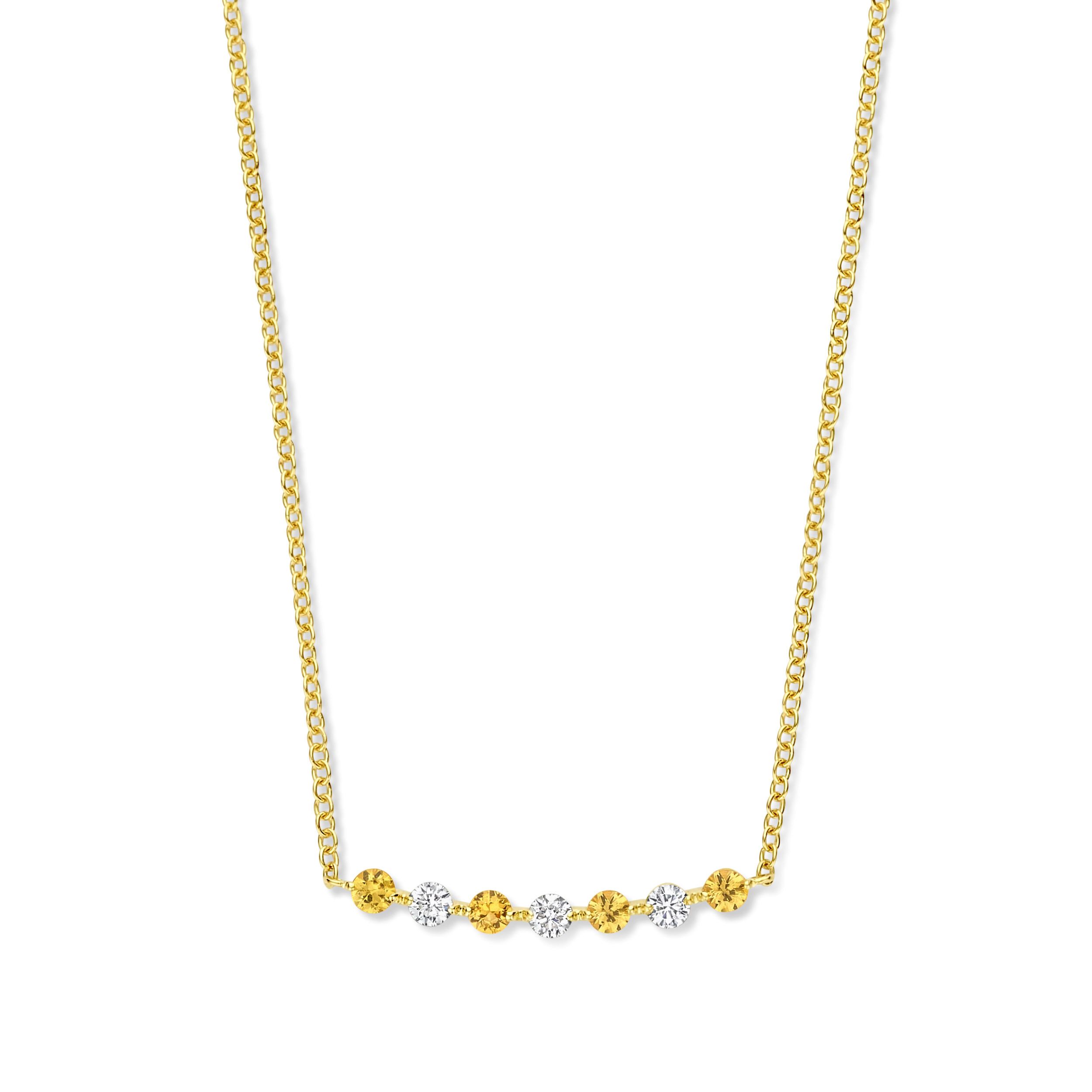 collier ischia basics saphir jaune et diamants, or jaune