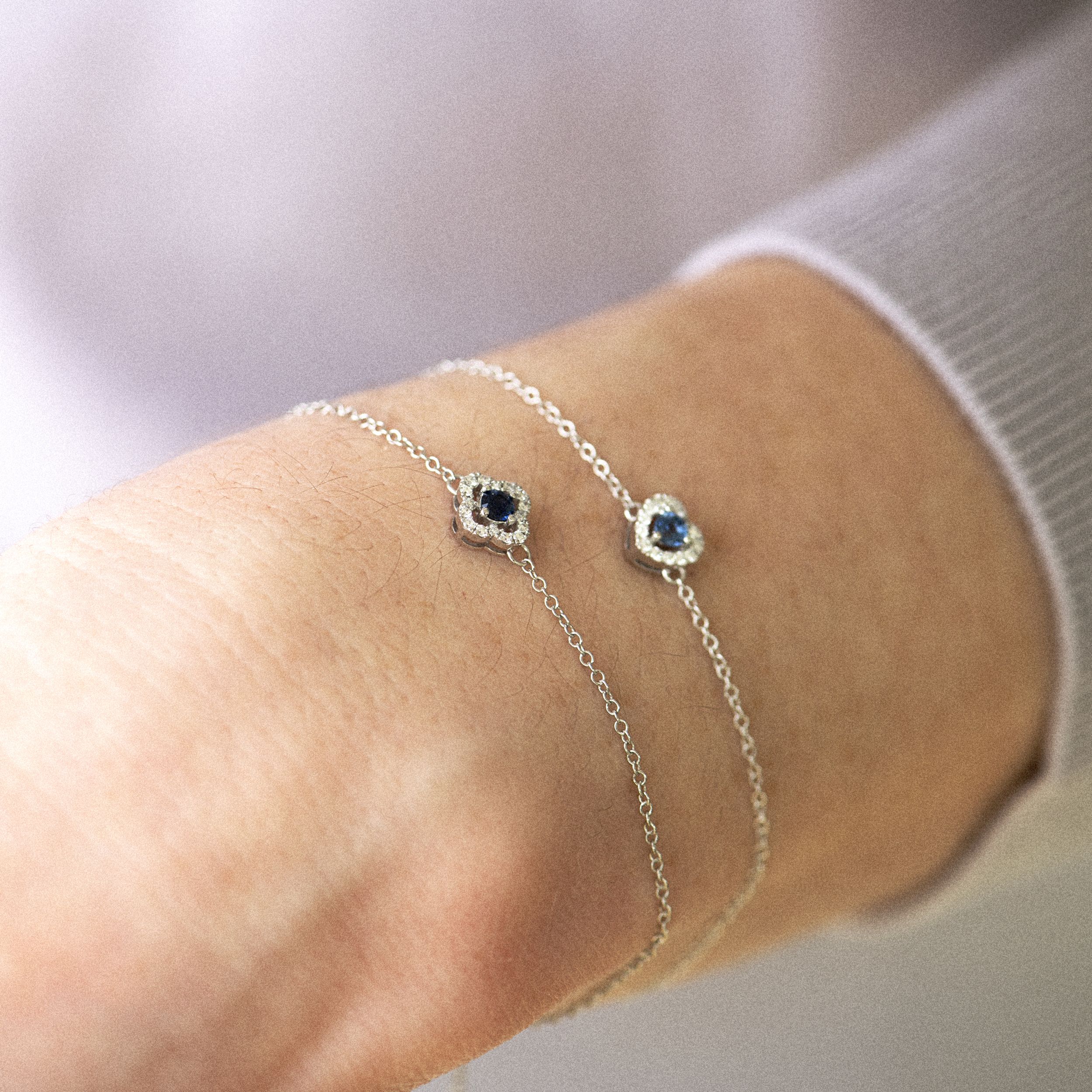 bracelet salina saphir bleu et diamants, or blanc