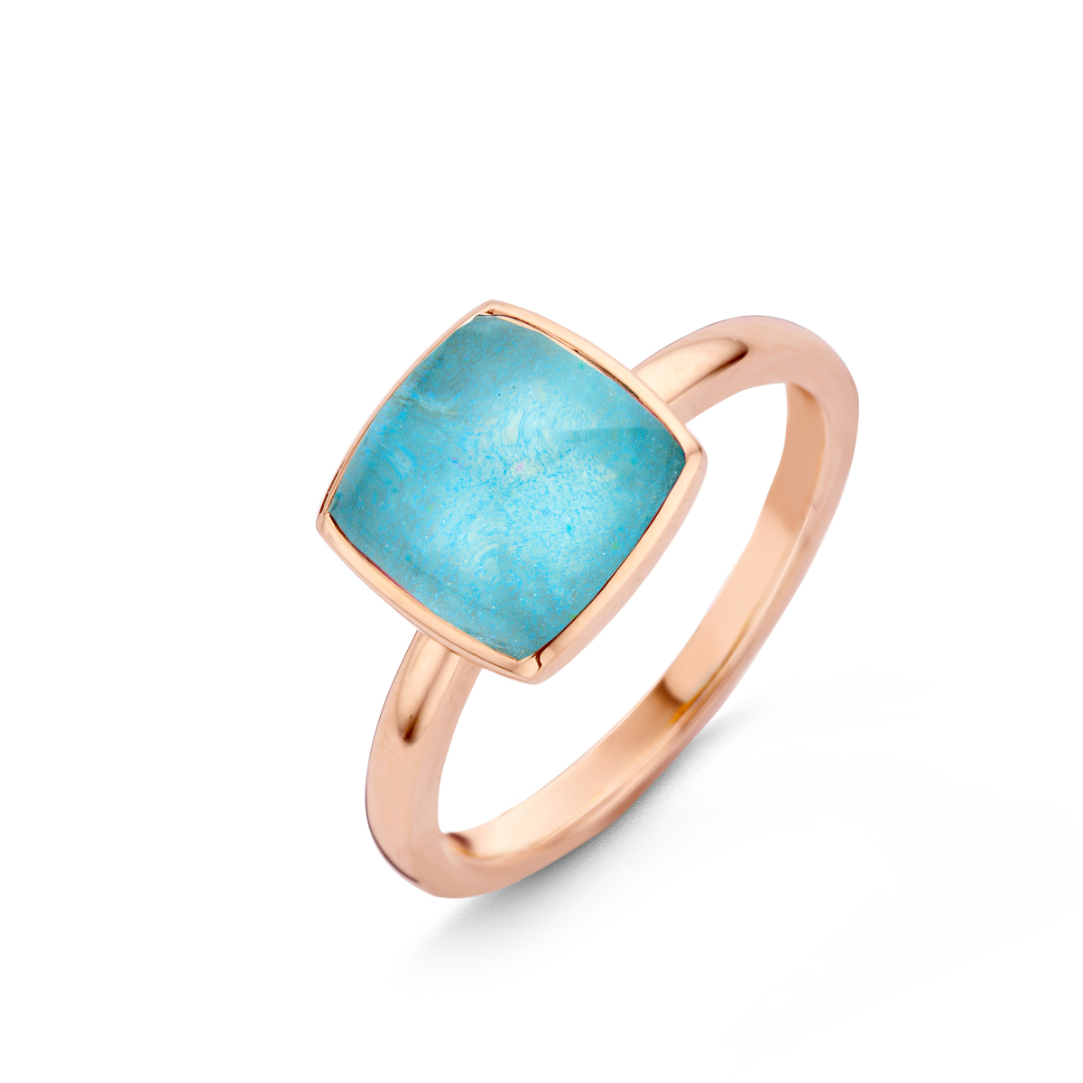 bague pantelleria quartz blanc amazonite, or rose, t 52