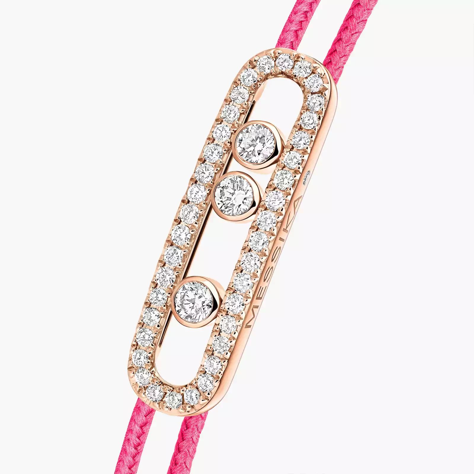 bracelet care(s) pavé cordon rose, or rose