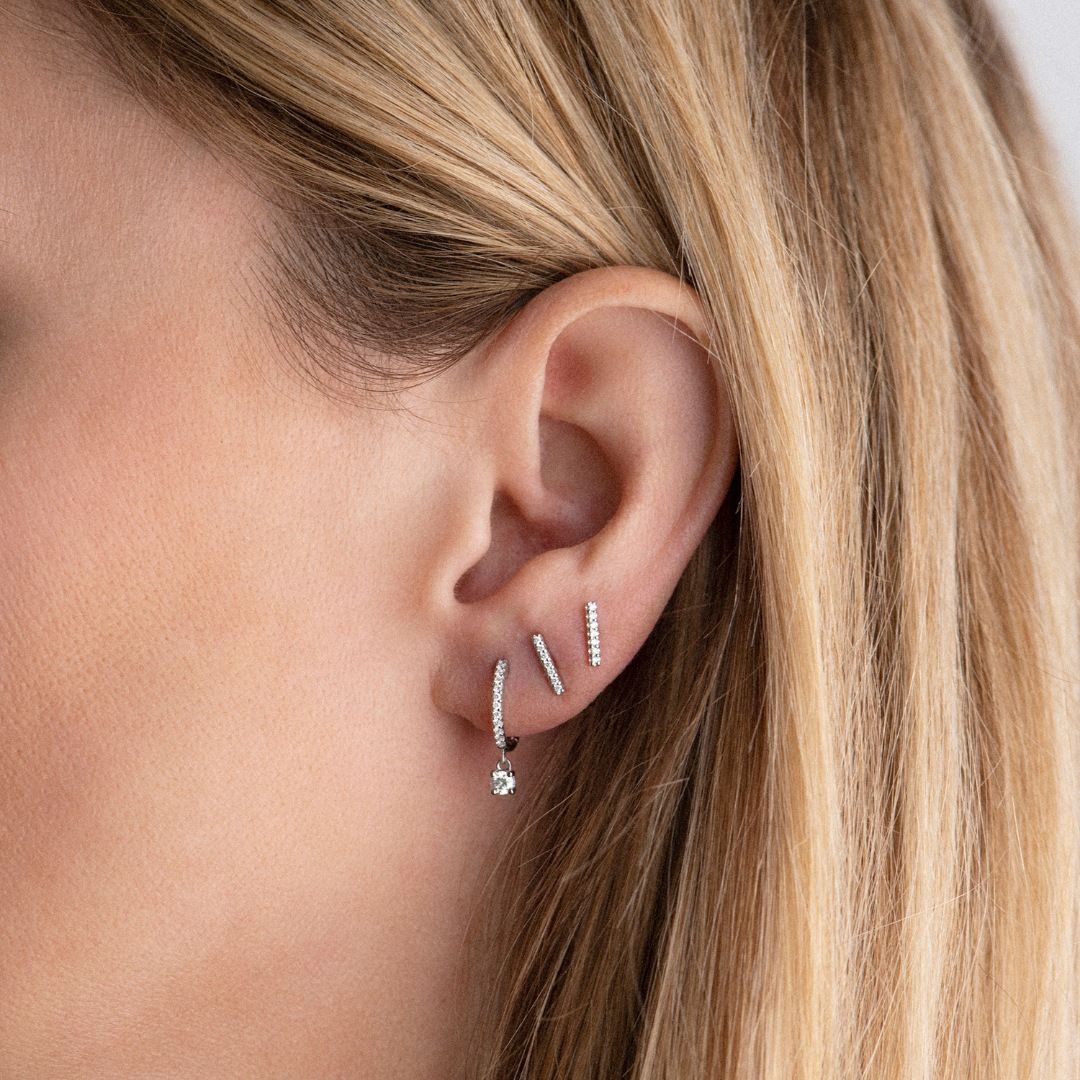 puces d'oreilles ischia basics diamants, or blanc