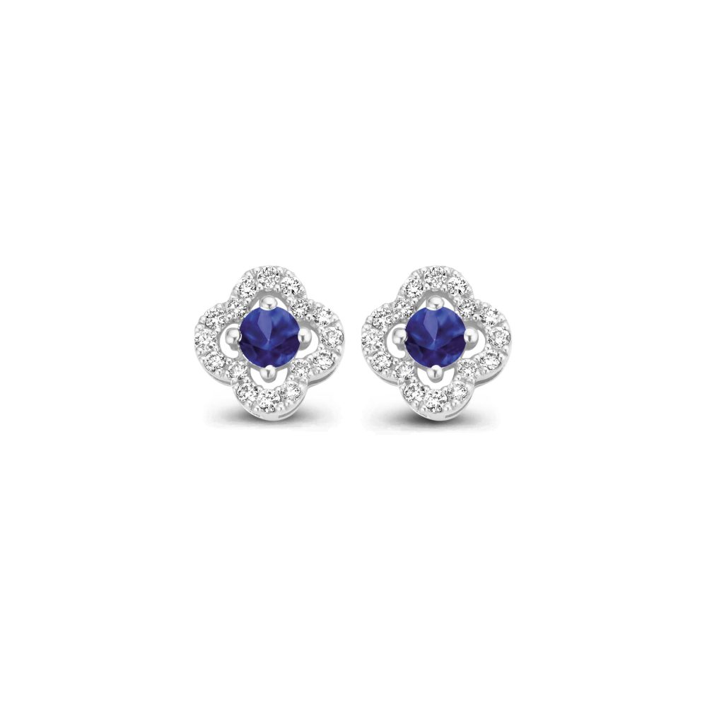 boucles d'oreilles salina saphir bleu diamants, or blanc