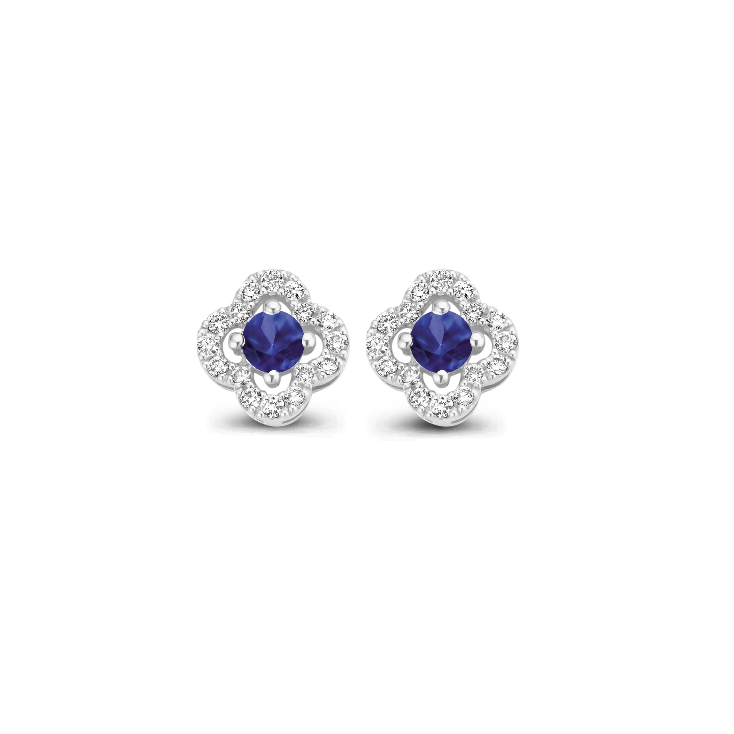 boucles d'oreilles salina saphir bleu diamants, or blanc
