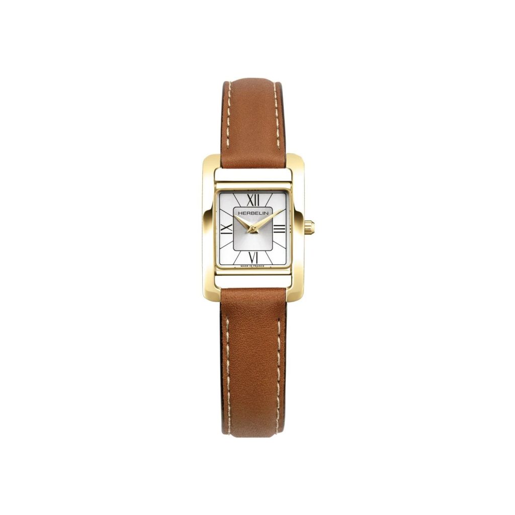 montre ve avenue pvd or jaune & cuir brun