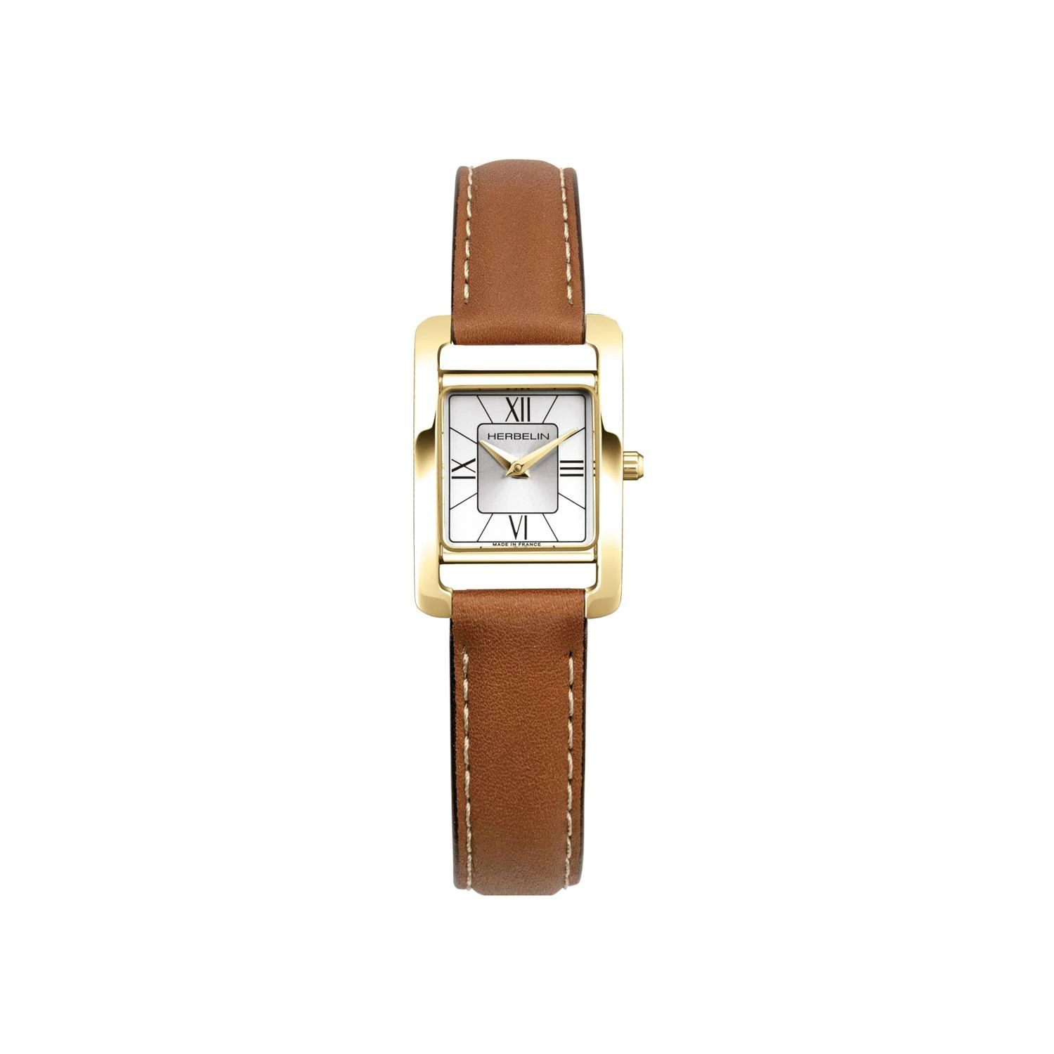 montre ve avenue pvd or jaune & cuir brun