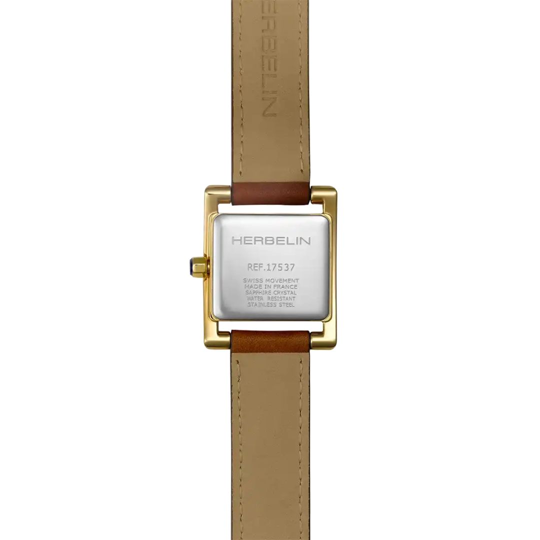 montre ve avenue pvd or jaune & cuir brun