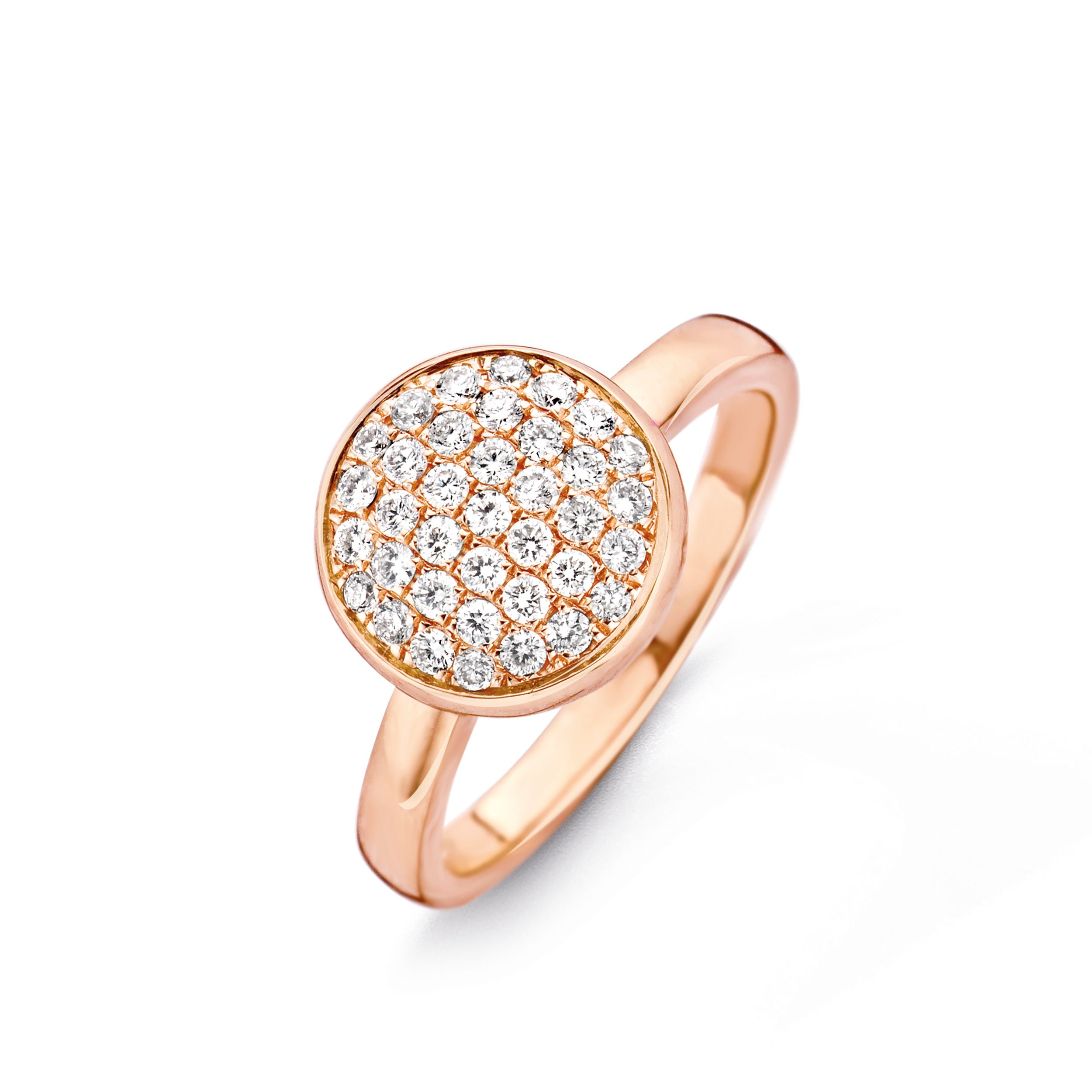 bague vulsini ronde, pavée diamants, or rose, t 54