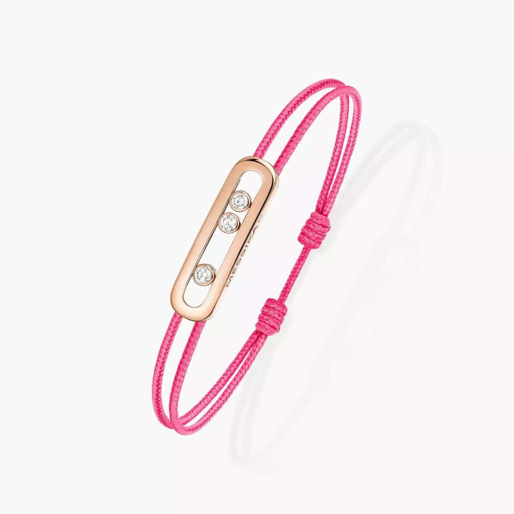 bracelet messika care(s) cordon rose, or rose