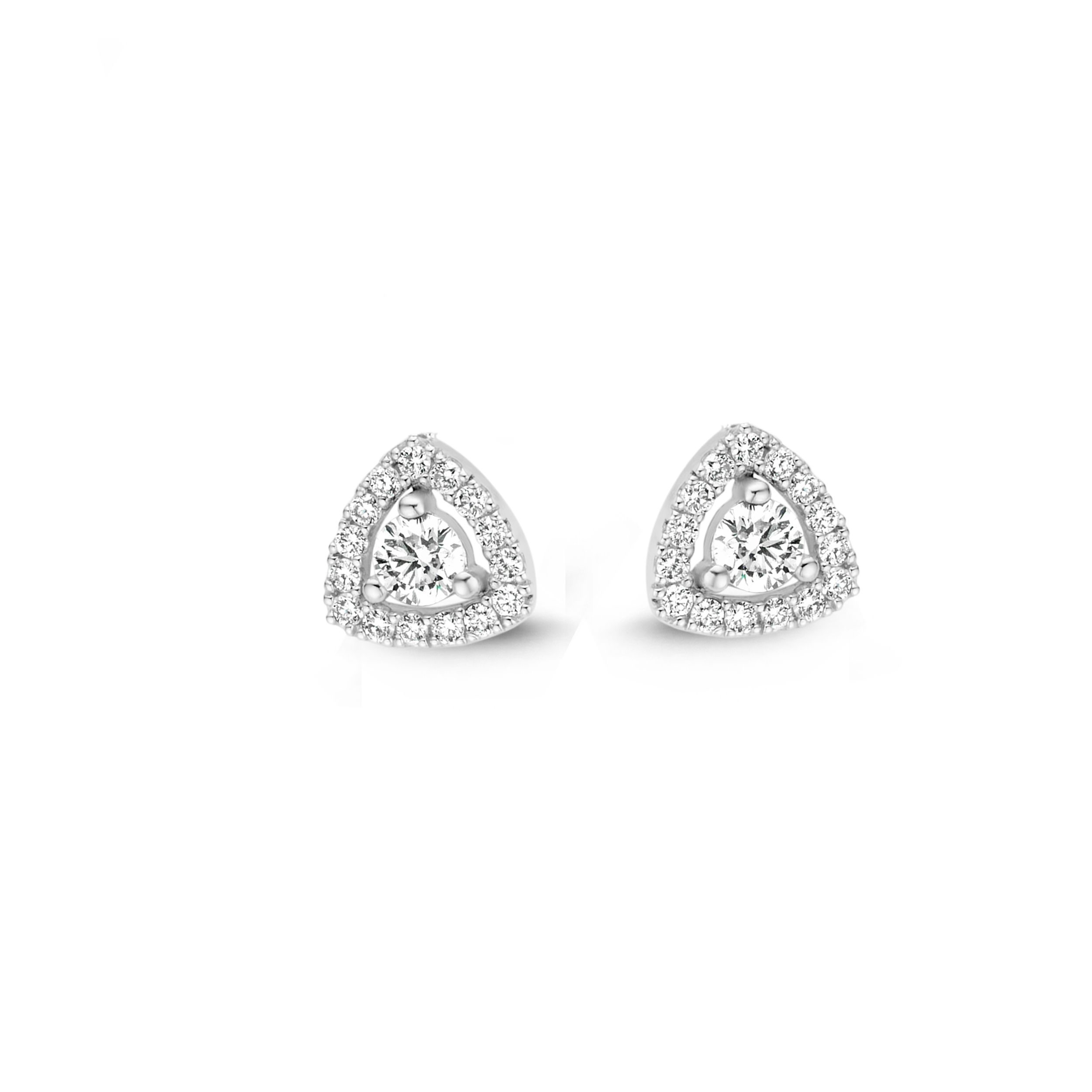 puces d'oreilles diamant, entourage troïdia, or blanc