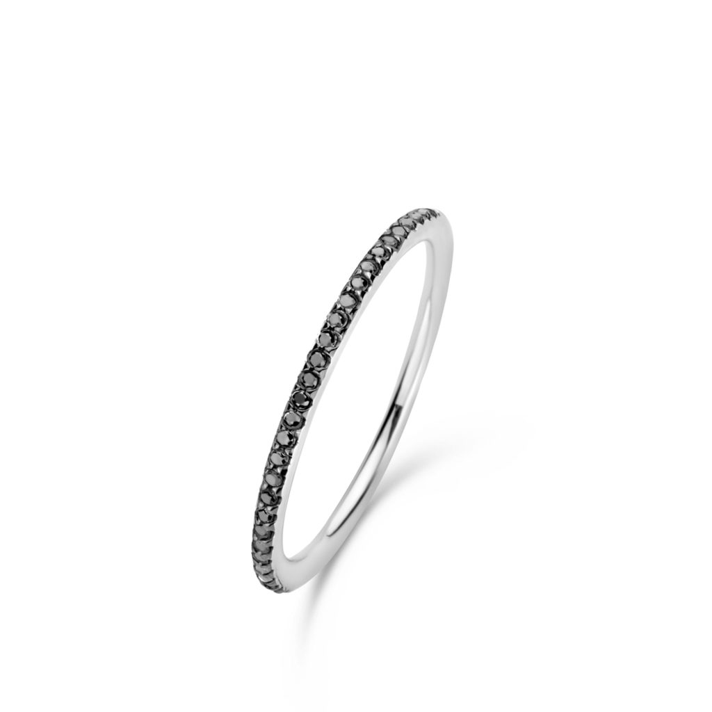 bague ischia basics, 29 diamants noirs, or blanc, t 53
