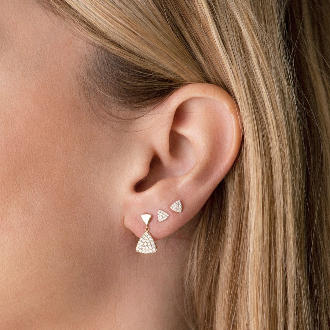 puces d'oreilles eolo diamants, or rose