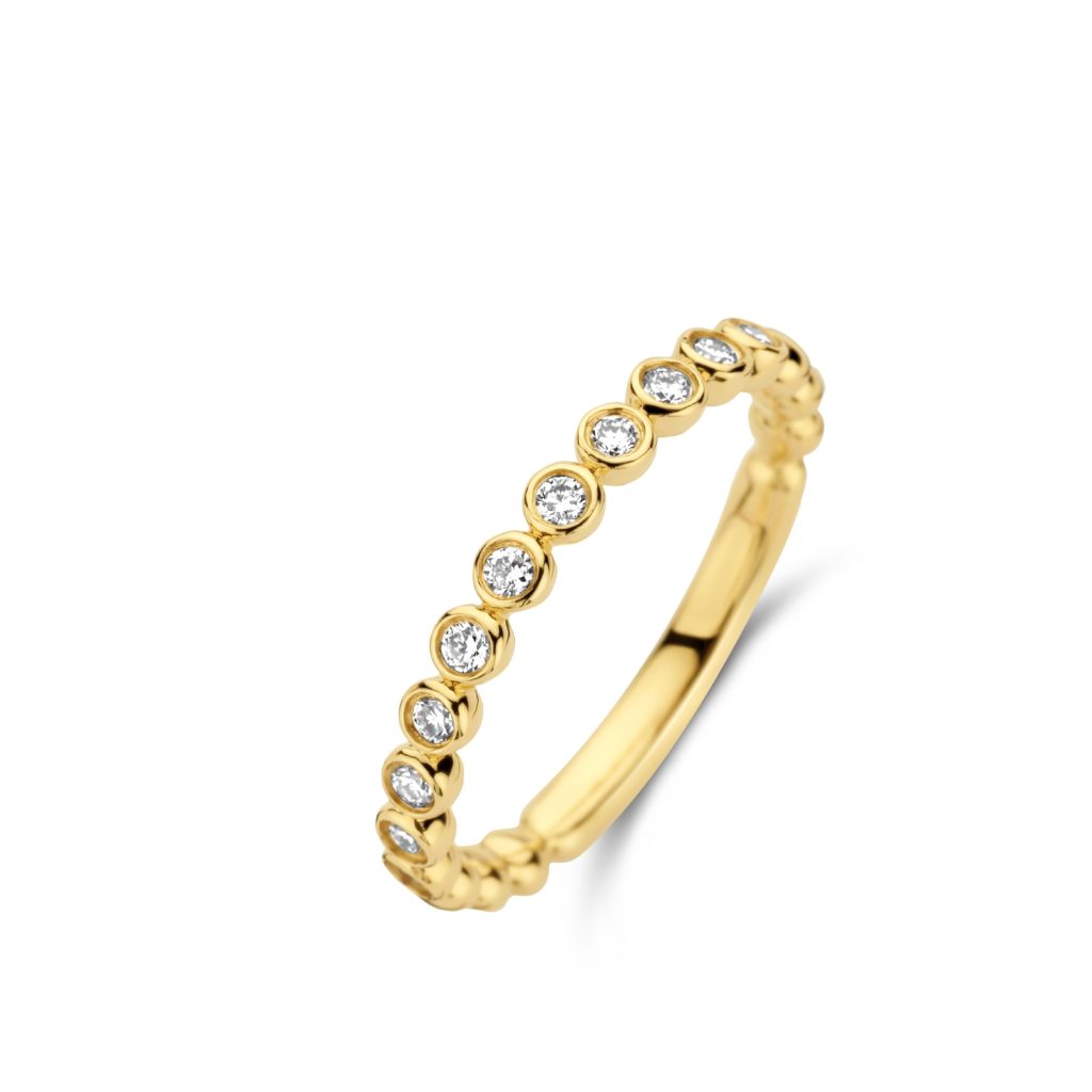 bague ischia basics, motifs boules, diamants, or jaune, t 54