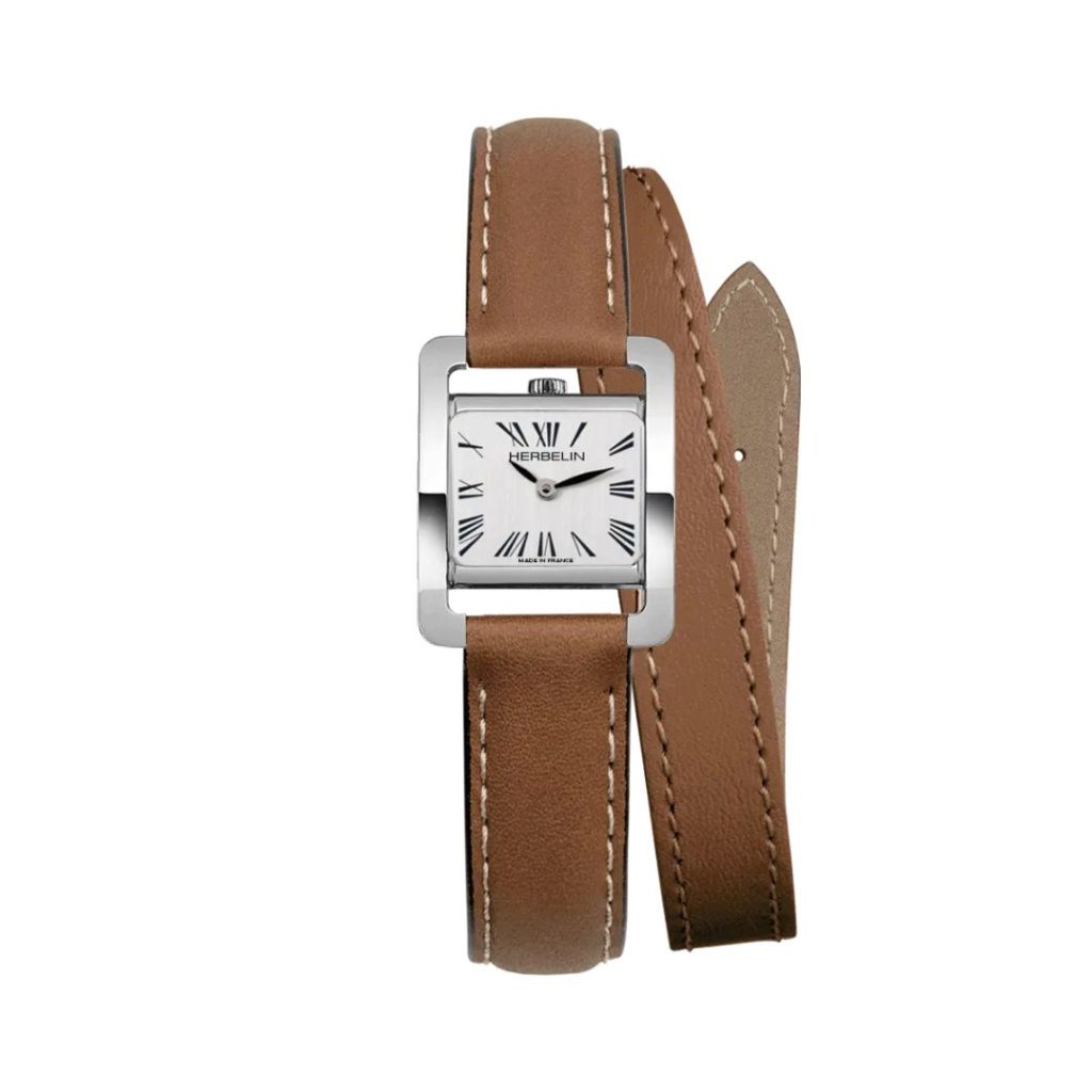 montre ve avenue double acier & cuir brun
