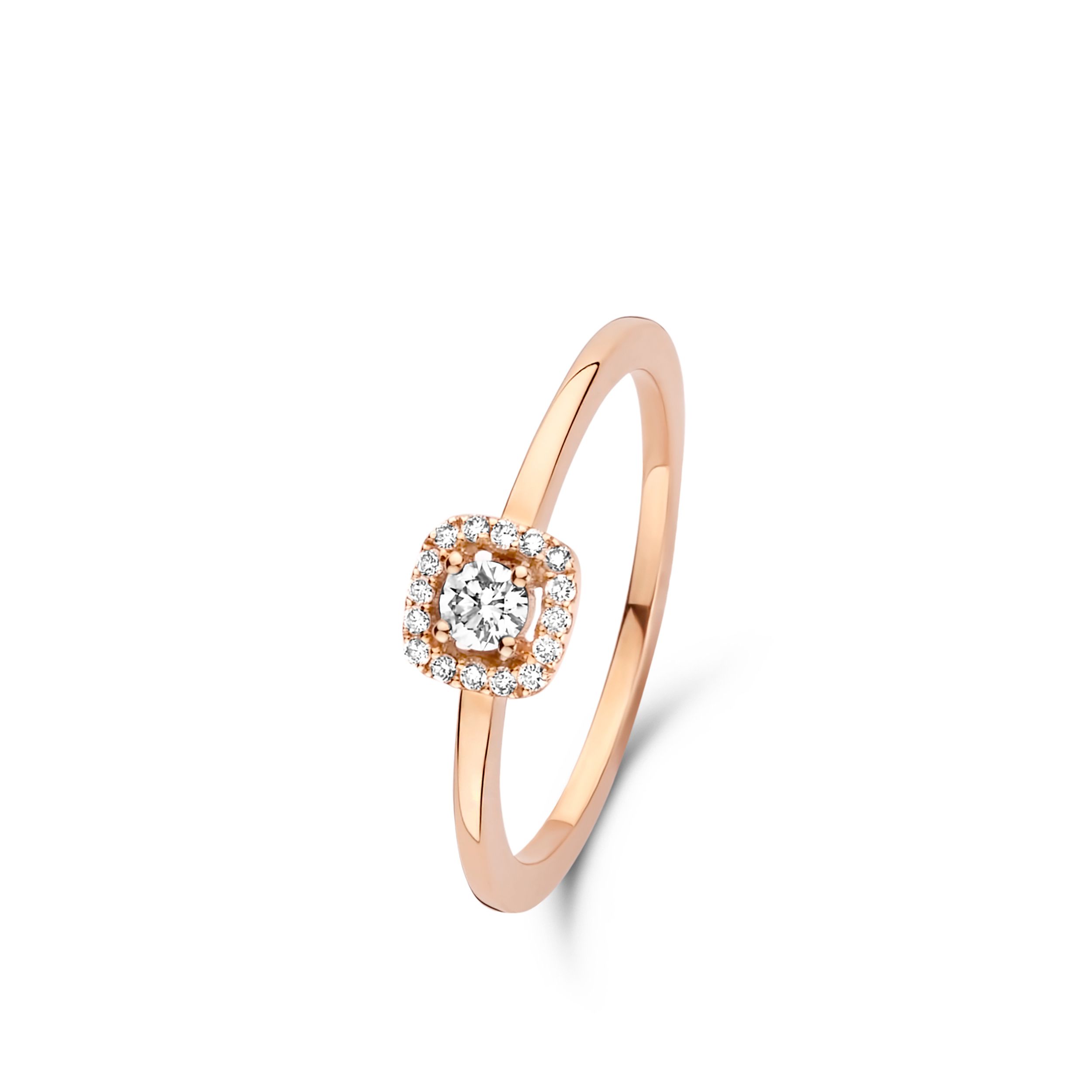 bague salina coussin, diamants, or rose, t 54