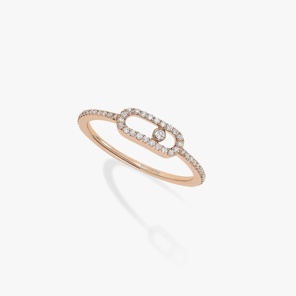 bague move uno pavée, or rose