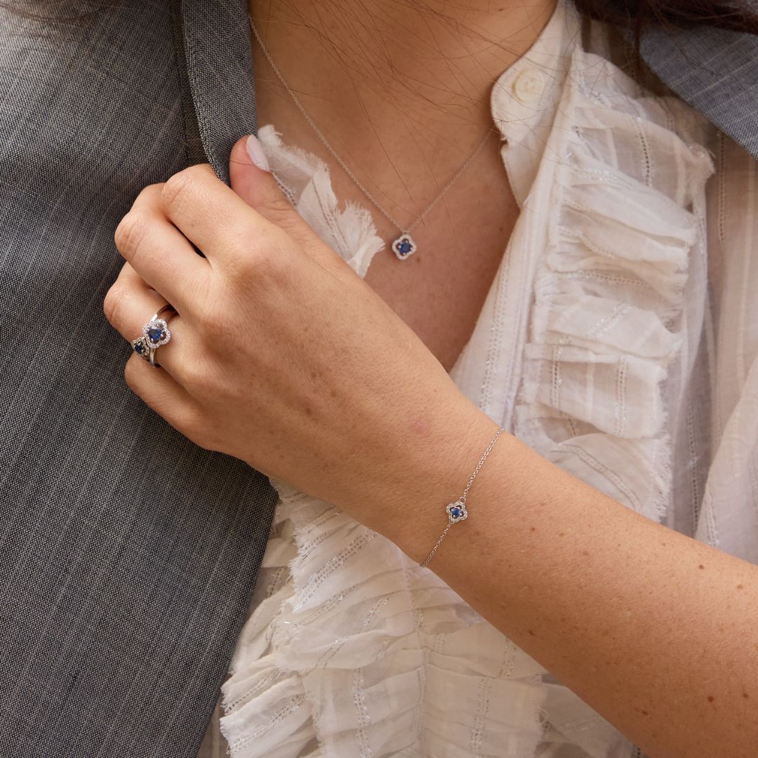 bague salina saphir bleu et diamants, or blanc, t 54