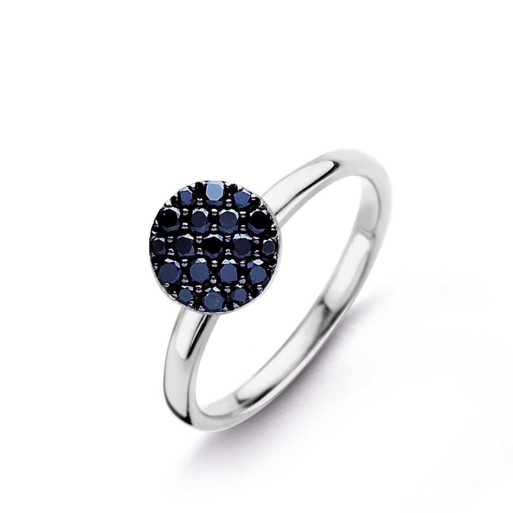 bague eolo diamants noirs gm, or blanc, t 54