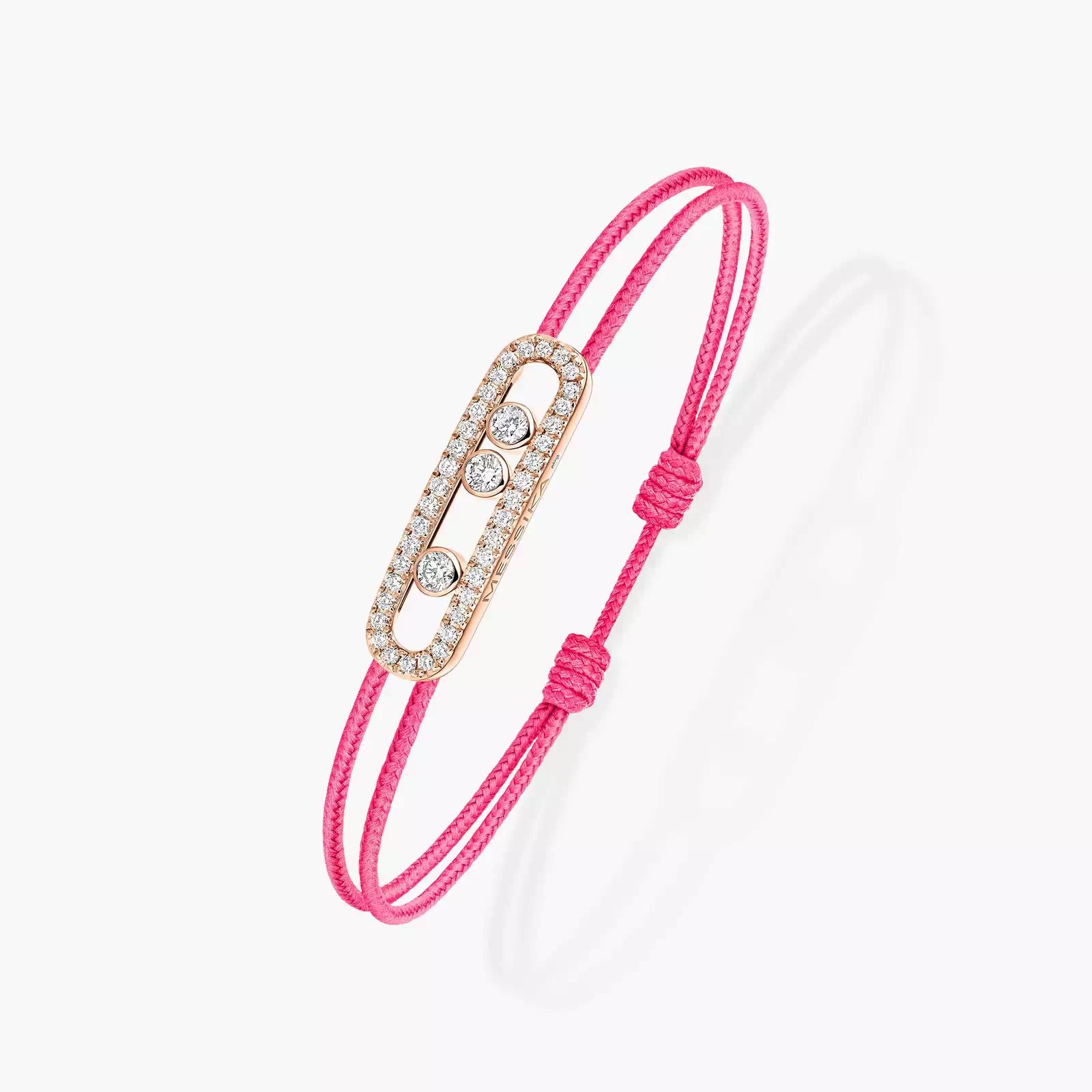 bracelet care(s) pavé cordon rose, or rose
