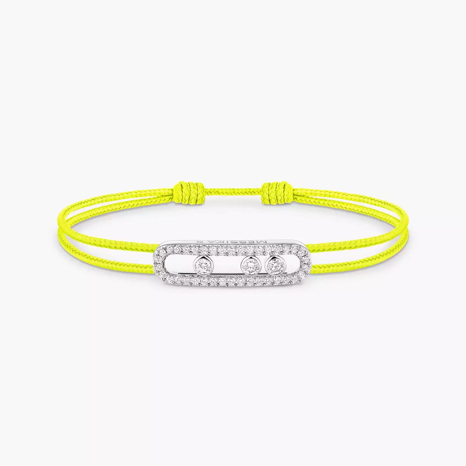bracelet care(s) pavé cordon jaune, or blanc