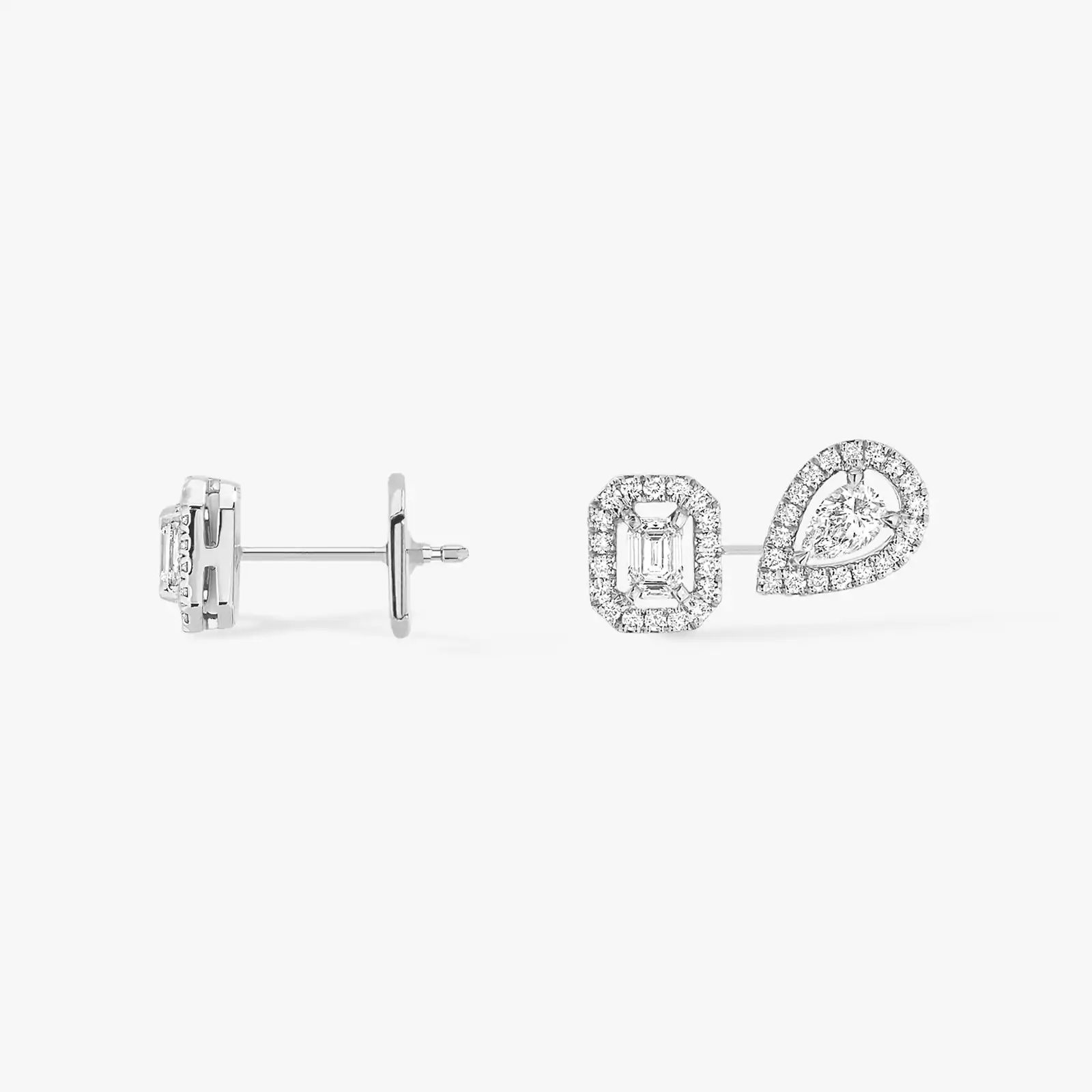 boucles d'oreilles my twin 1+2 asymétrique or blanc