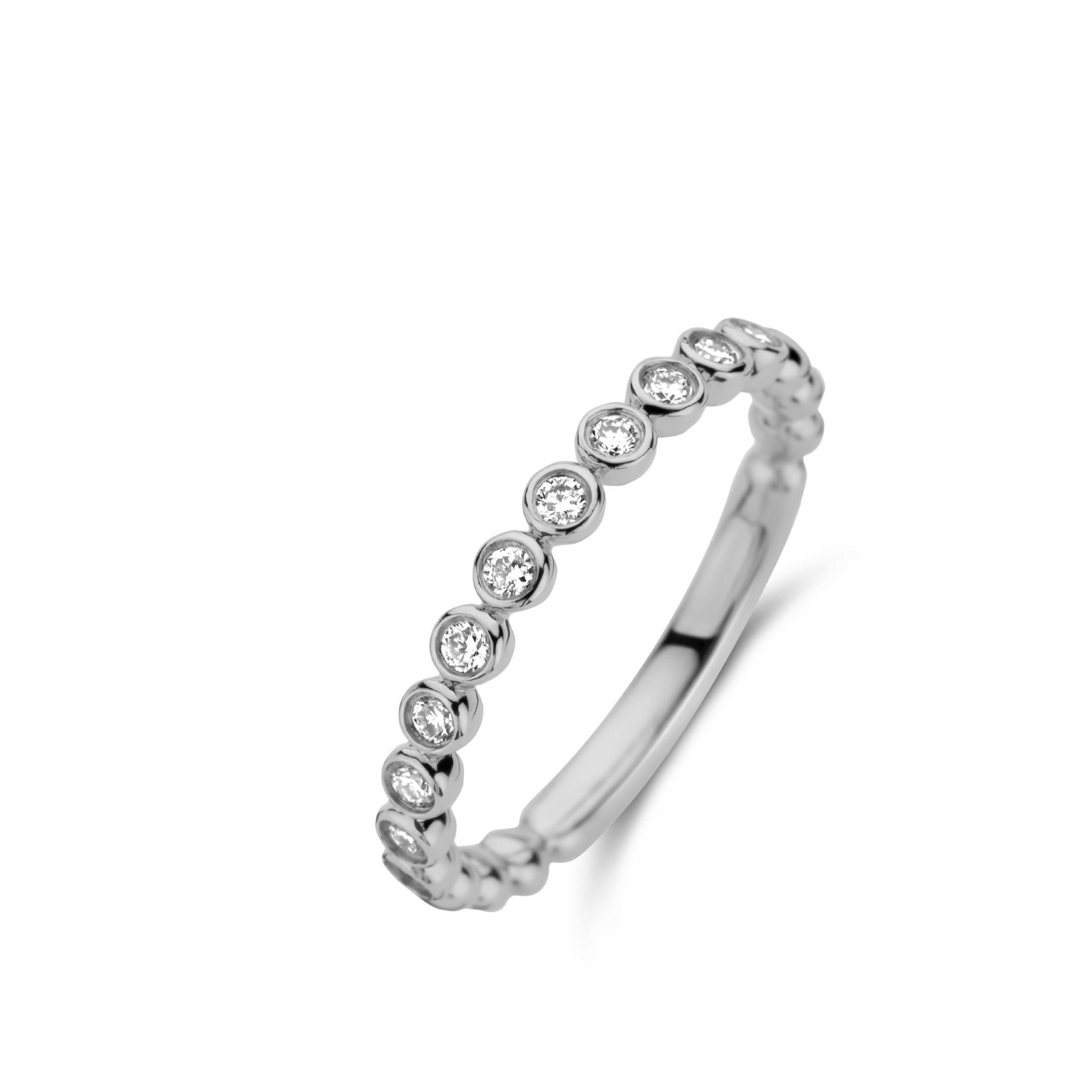 bague ischia basics, motifs boules, diamants, or blanc, t 54
