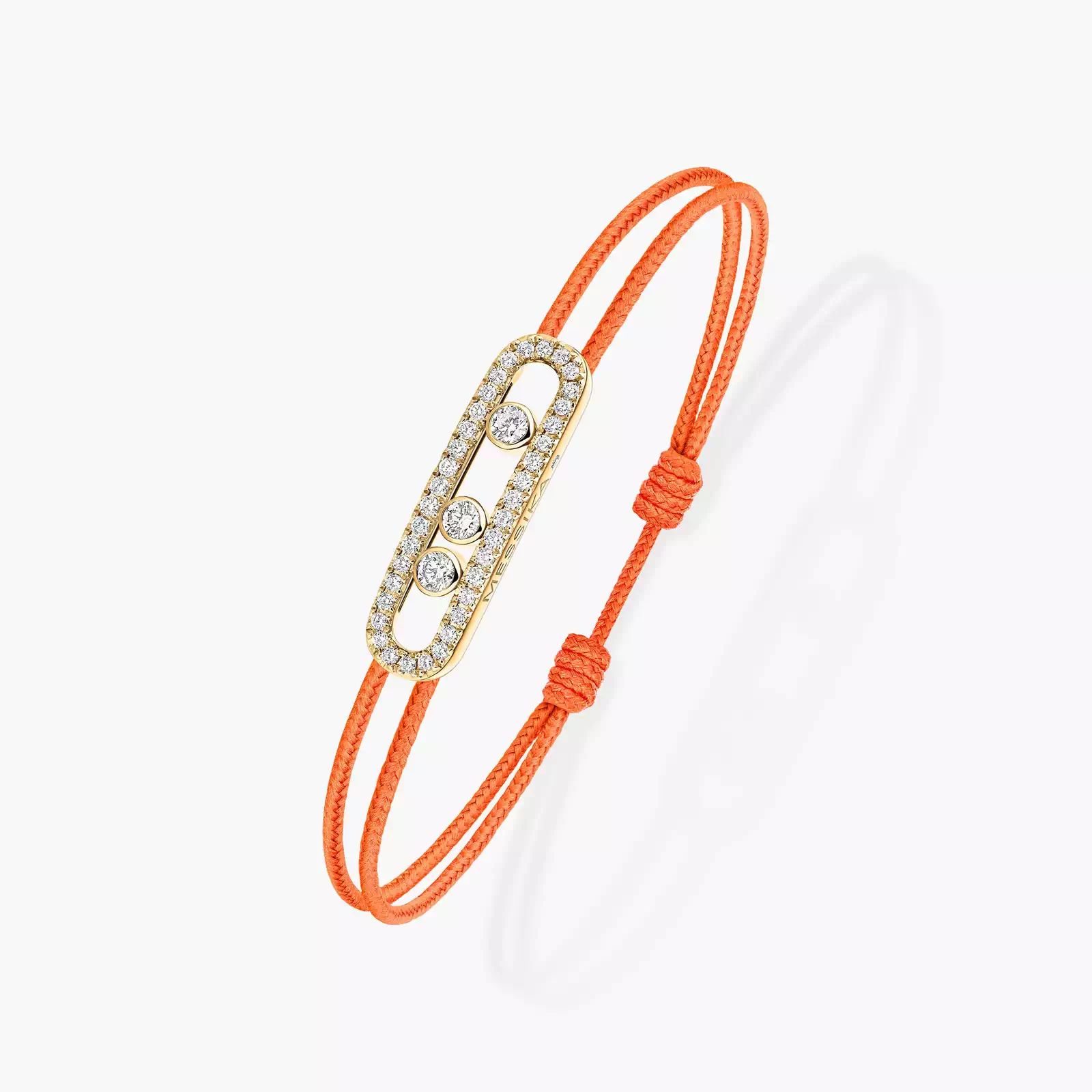 bracelet care(s) pavé cordon orange, or jaune
