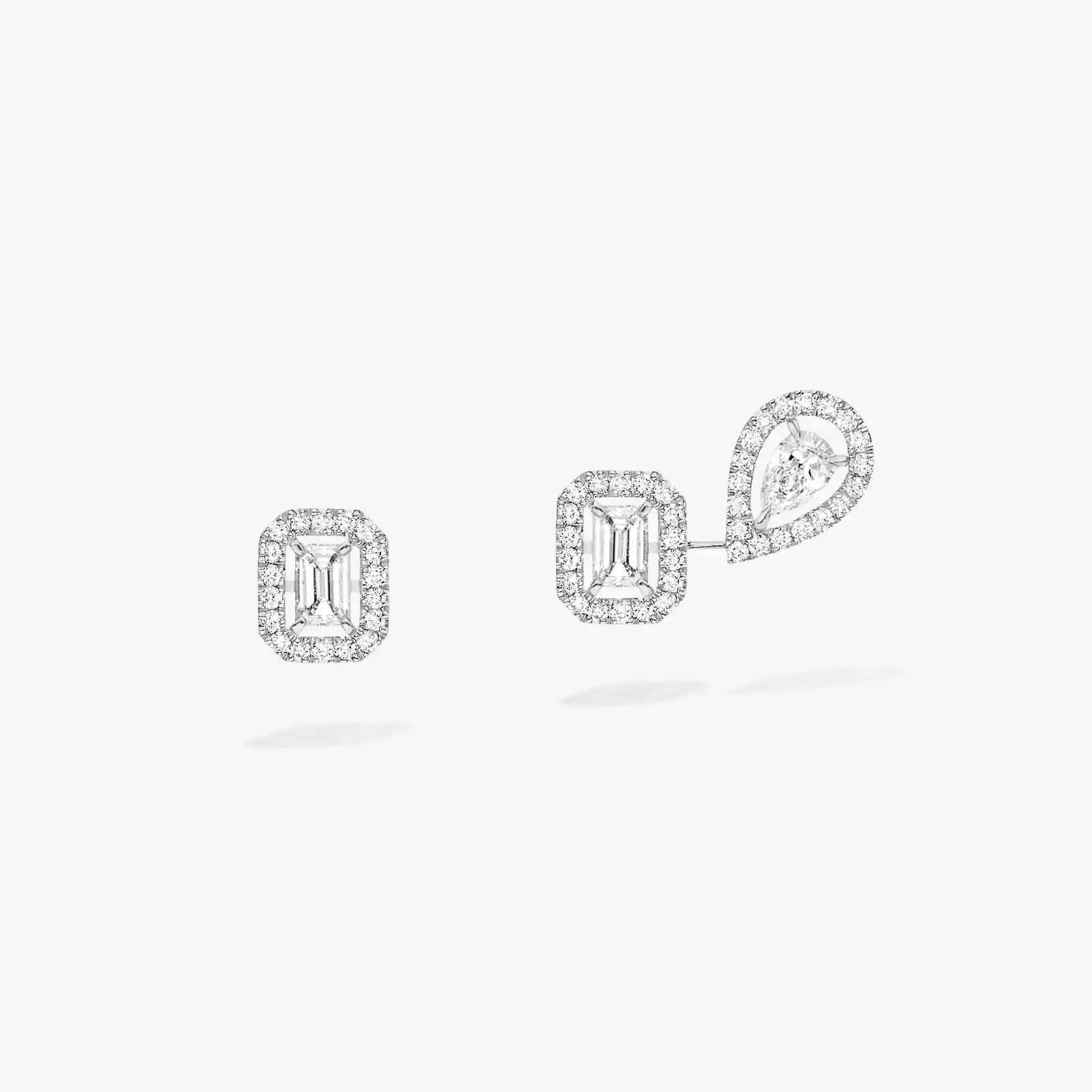 boucles d'oreilles my twin 1+2 asymétrique or blanc