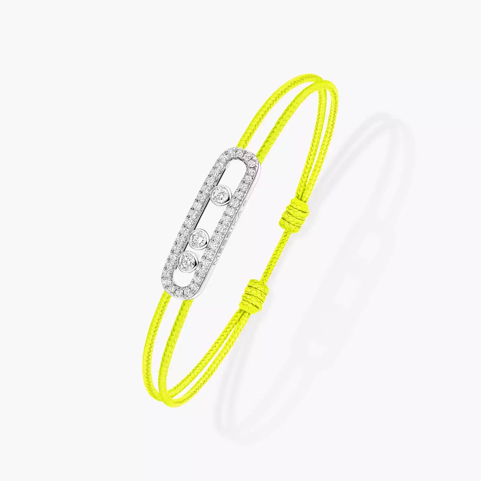 bracelet care(s) pavé cordon jaune, or blanc