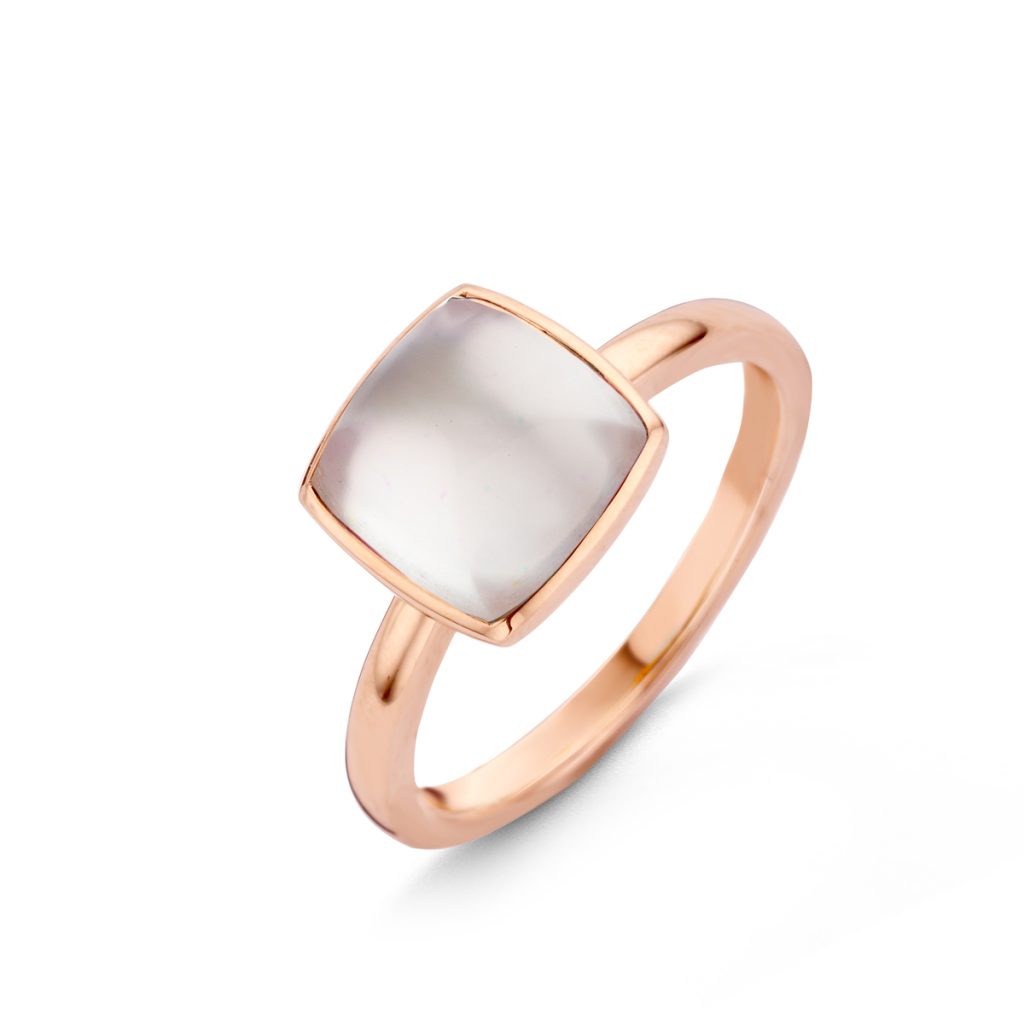 bague pantelleria topaze blanche nacre, or rose, t 54