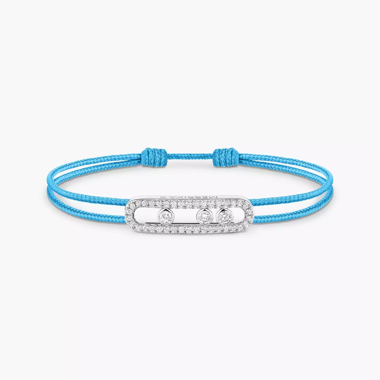 bracelet care(s) pavé cordon bleu, or blanc