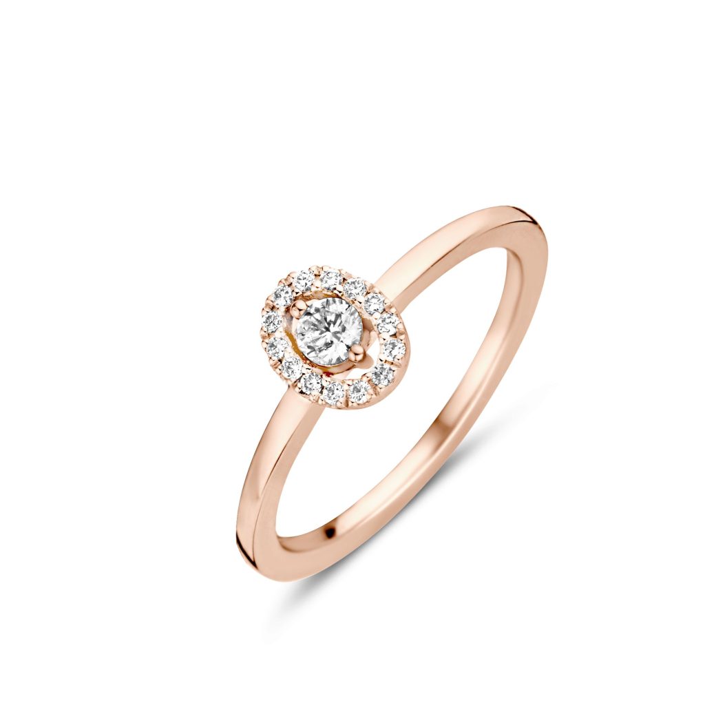 bague salina ovale, diamants, or rose, t 53