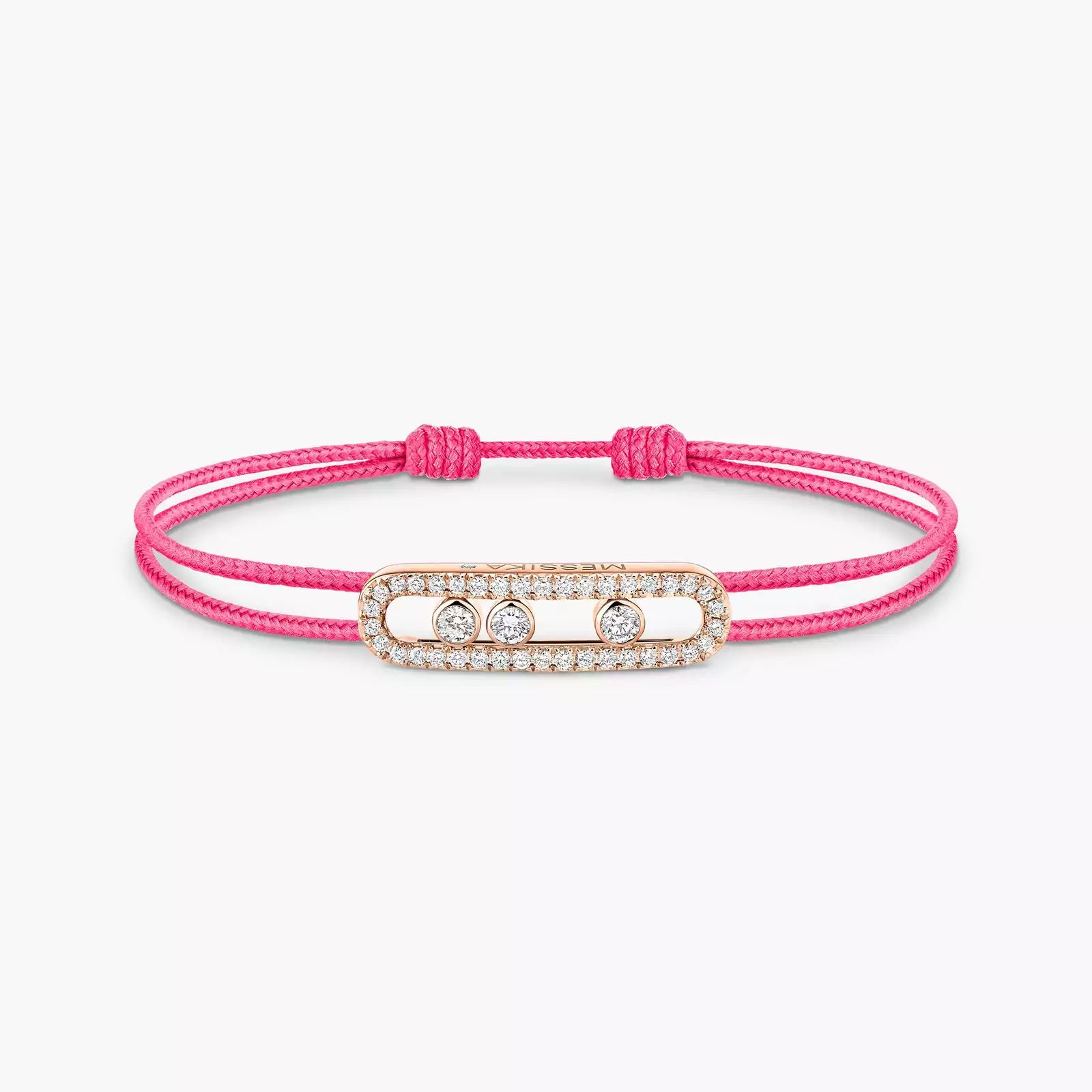 bracelet care(s) pavé cordon rose, or rose