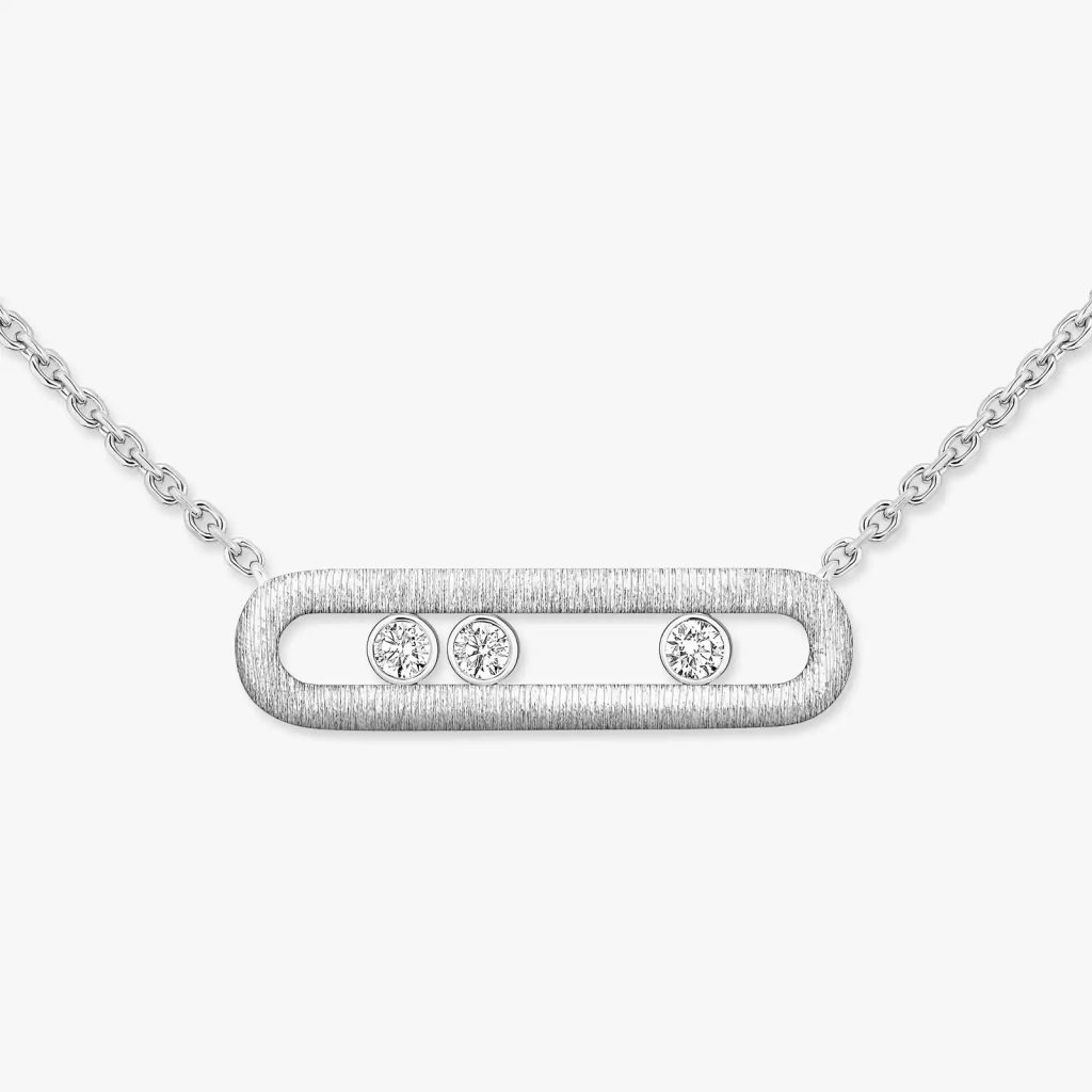 collier move classique ciselé, or blanc