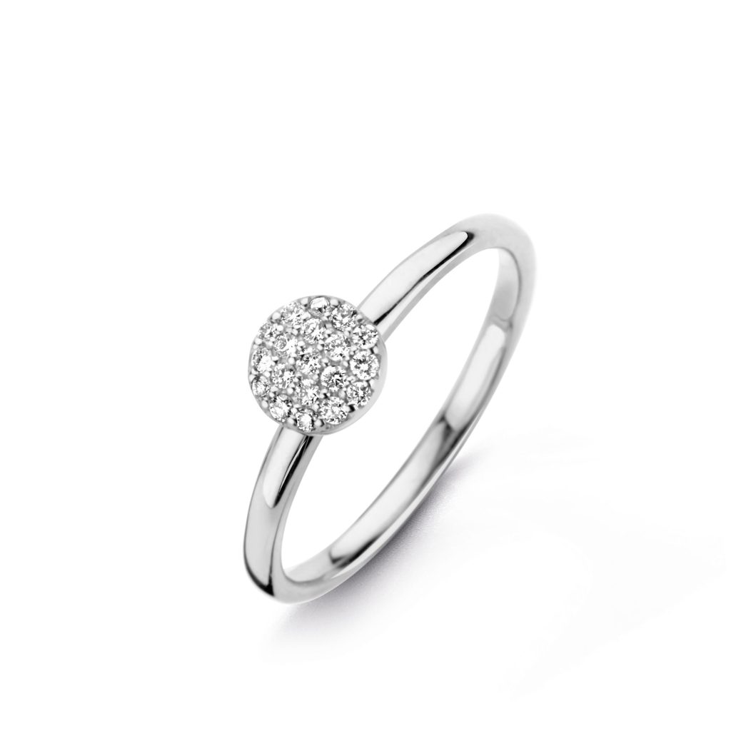 bague eolo pavée diamants, or blanc, t 53