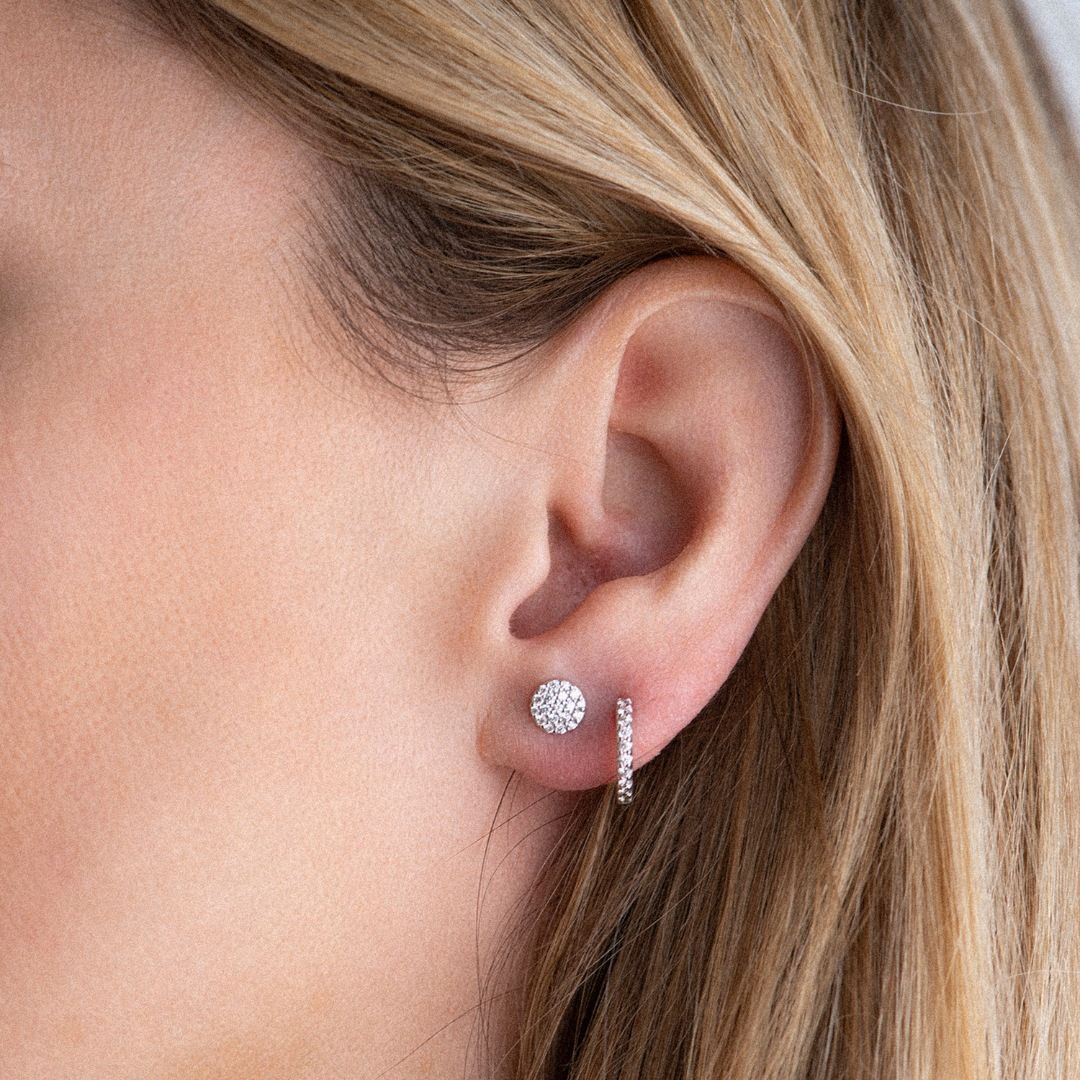 puces d'oreilles eolo diamants, or blanc