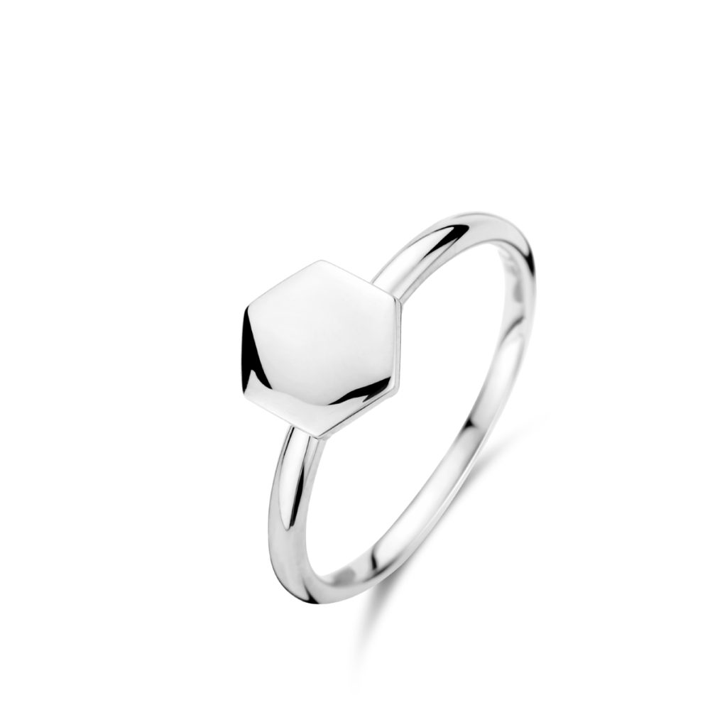bague eolo, hexagonale, or blanc, t 54