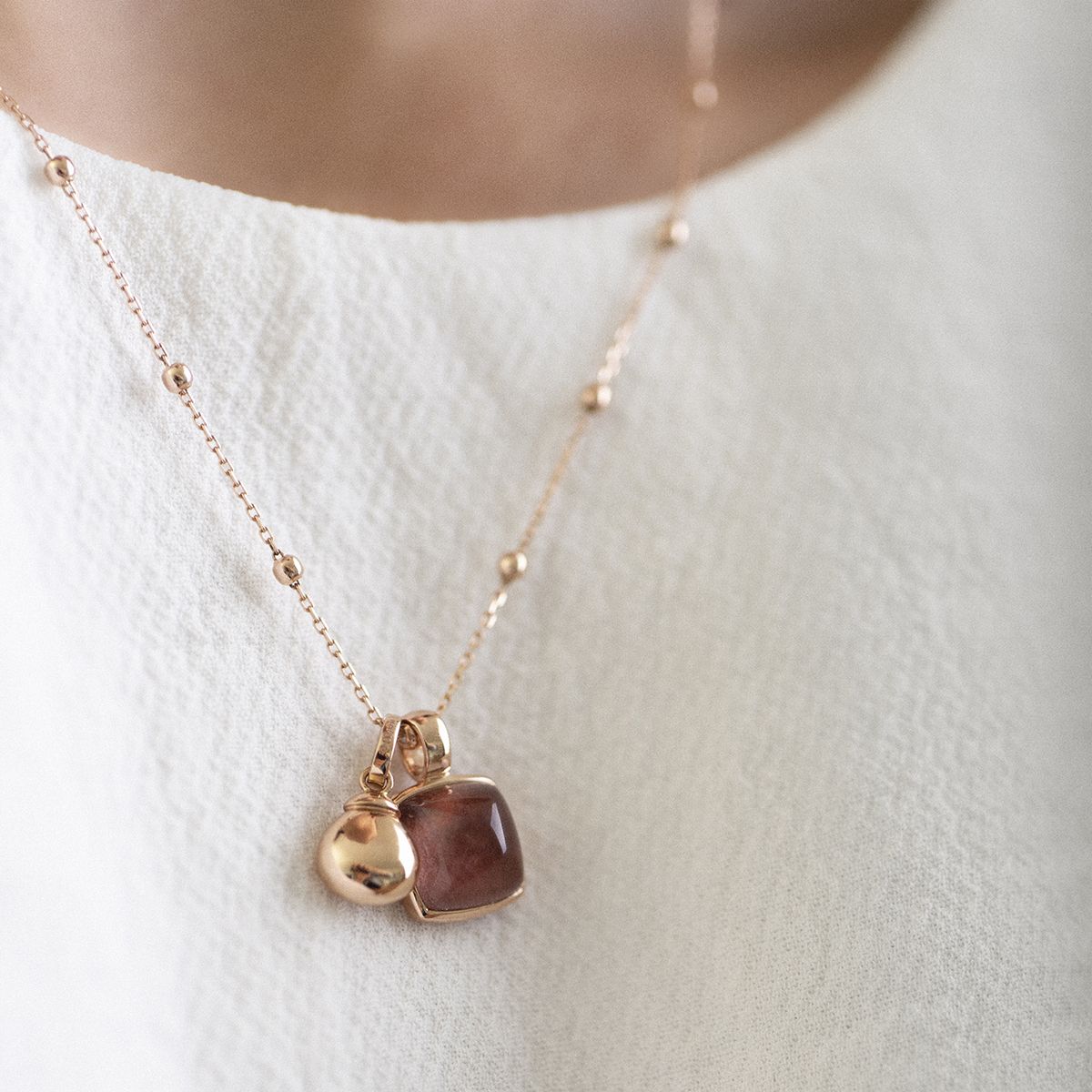 pendentif pantelleria forme poire, or rose